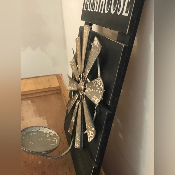 Farmhouse Windmill Candle Holder Wall Art Handmade Metal Holder - Picture 6 of 6